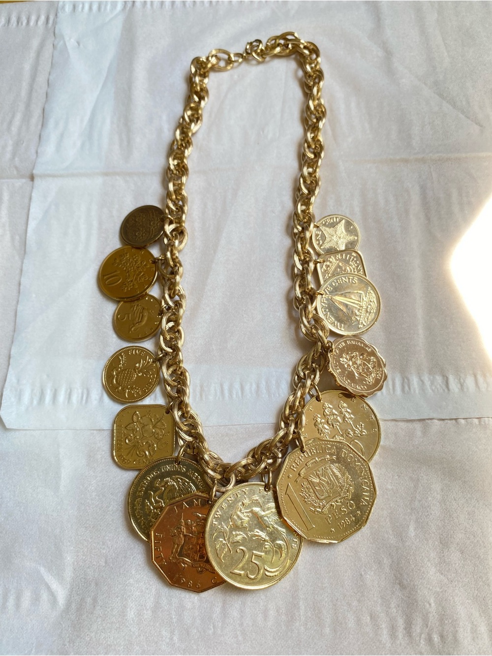 Franklin Mint Golden Caribbean Coin Necklace